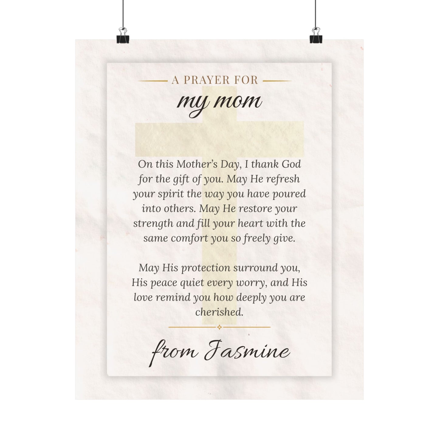 Personalized Mother's Day Prayer Wall Art Poster