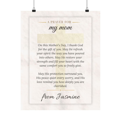 Personalized Mother's Day Prayer Wall Art Poster