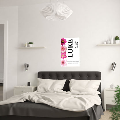 Luke 1:37 Floral Satin Wall Art