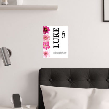 Luke 1:37 Floral Satin Wall Art