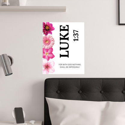Luke 1:37 Floral Satin Wall Art