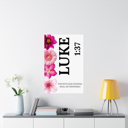 Luke 1:37 Floral Satin Wall Art