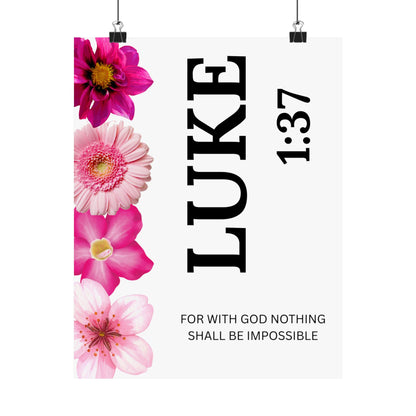 Luke 1:37 Floral Satin Wall Art