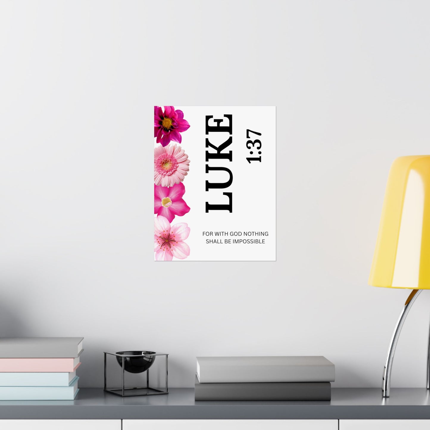 Luke 1:37 Floral Satin Wall Art