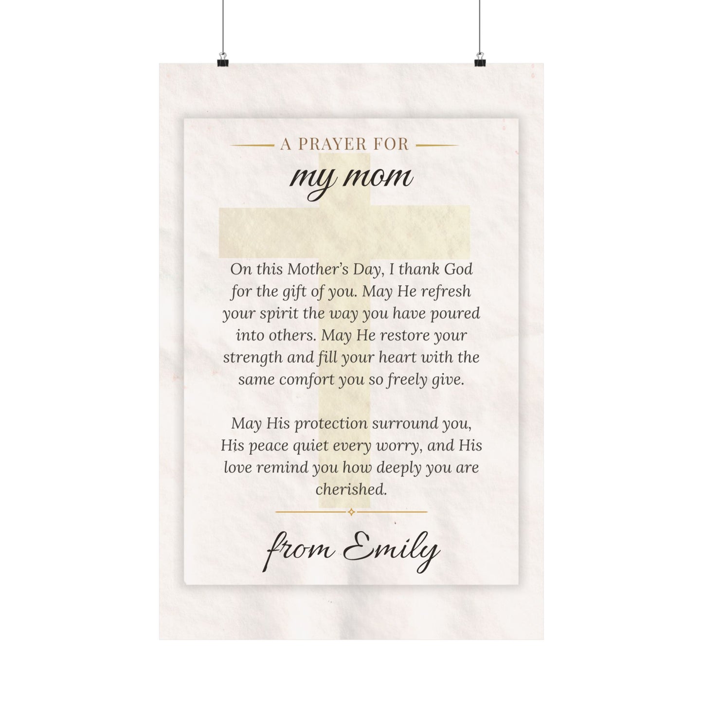 Personalized Mother's Day Prayer Wall Art Poster