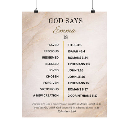 Personalized Scripture Affirmation Poster Wallart