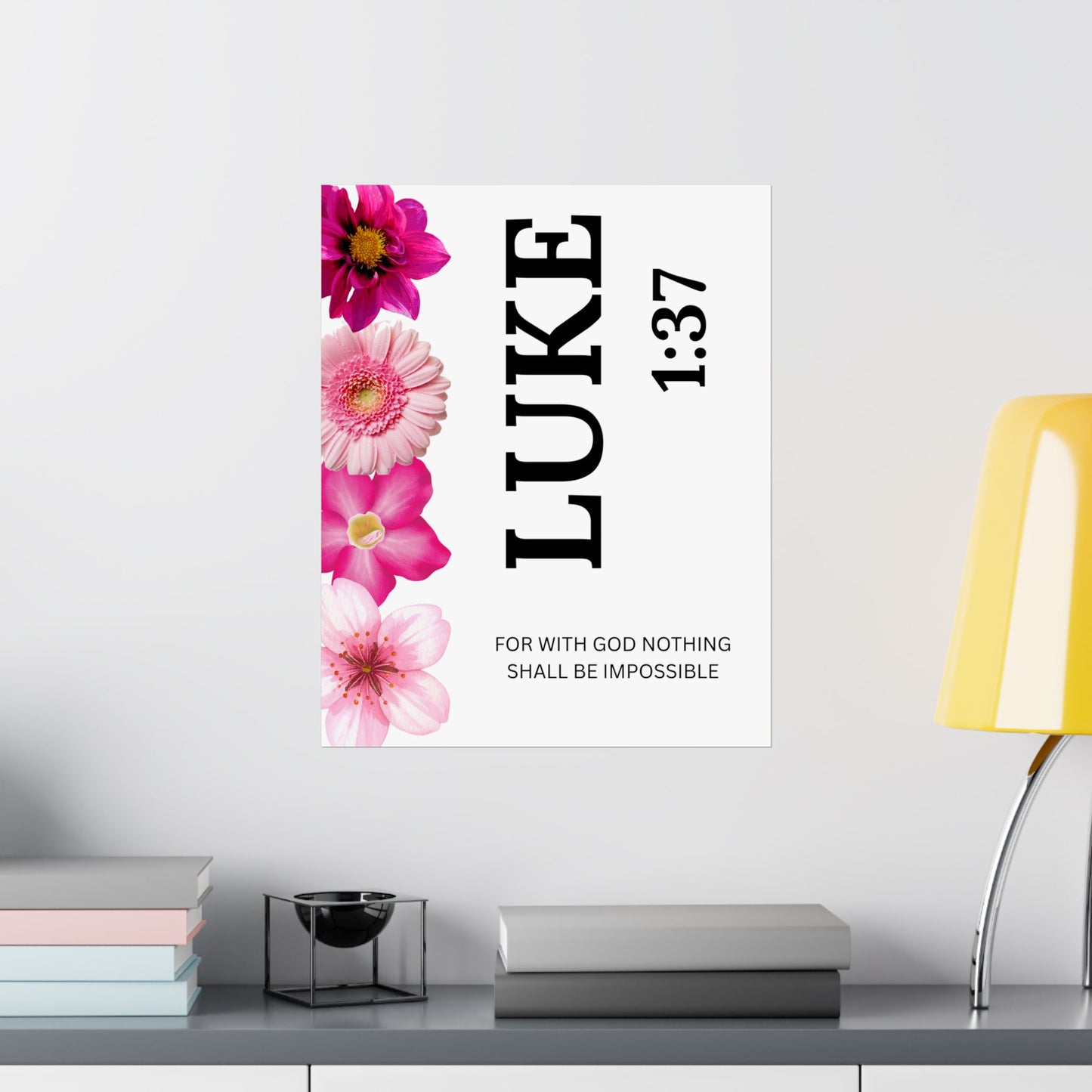 Luke 1:37 Floral Satin Wall Art