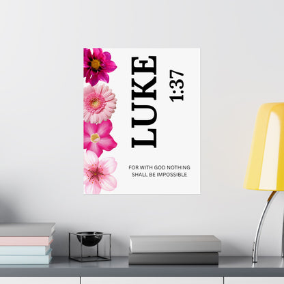Luke 1:37 Floral Satin Wall Art