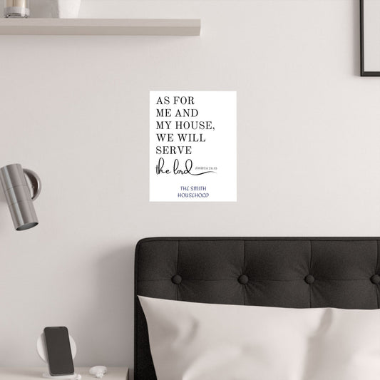 "As For Me And My House, We Will Serve The Lord" Personalized Scripture Wall Art