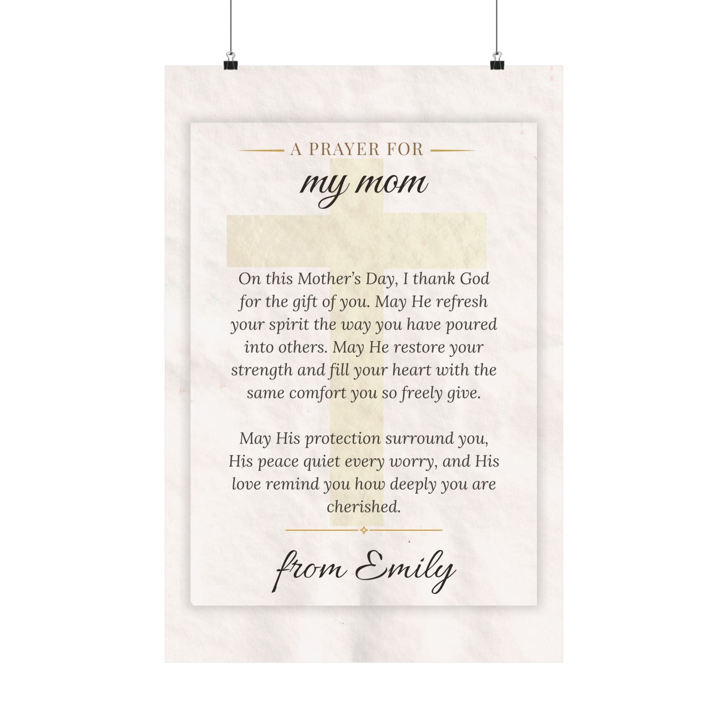 Personalized Mother's Day Prayer Wall Art Poster