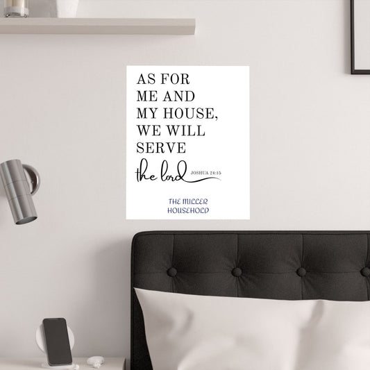 "As For Me And My House, We Will Serve The Lord" Personalized Scripture Wall Art