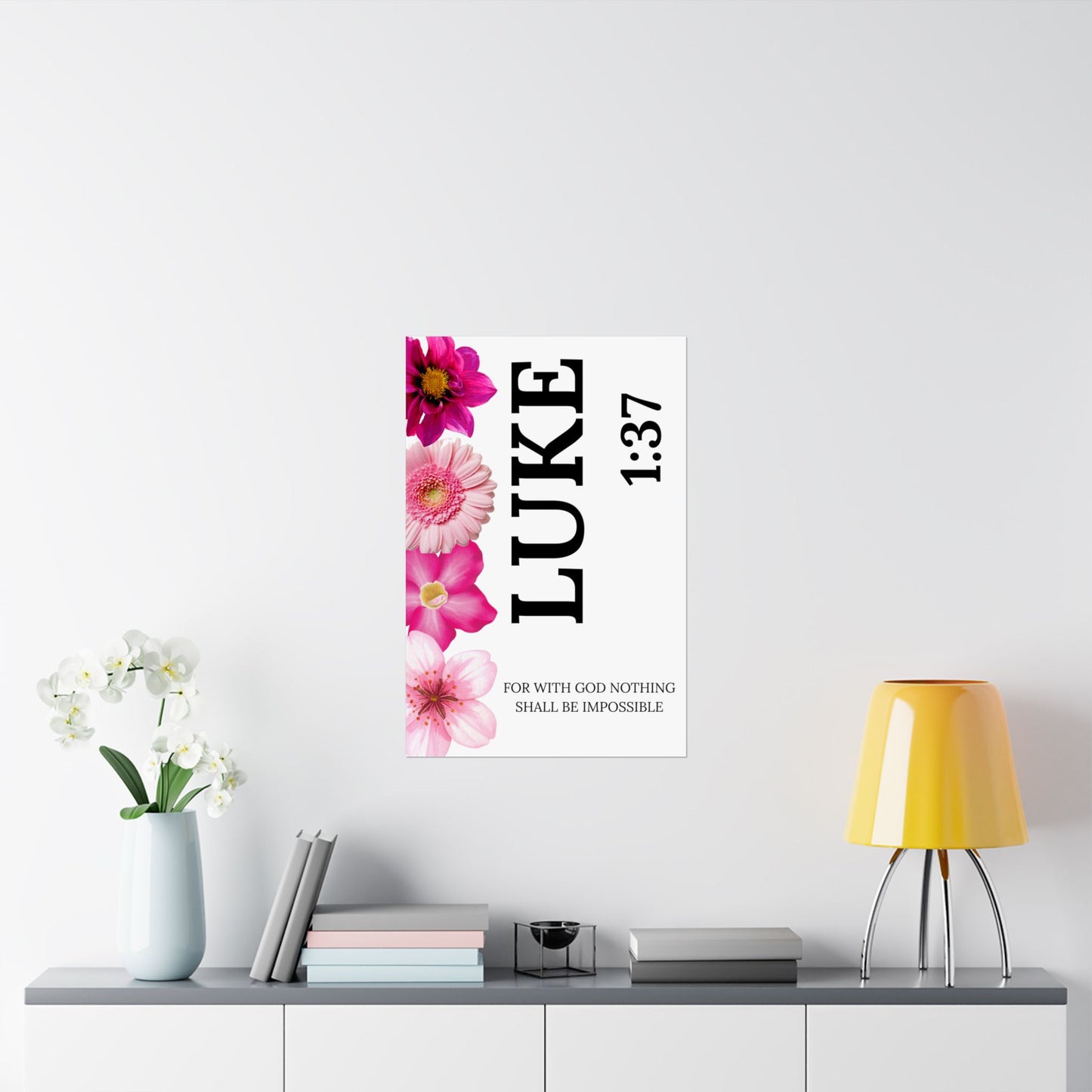 Luke 1:37 Floral Satin Wall Art