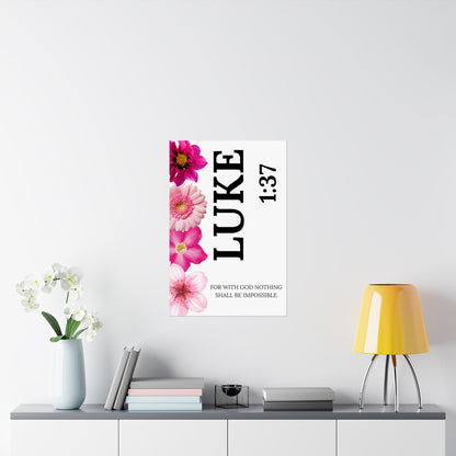 Luke 1:37 Floral Satin Wall Art