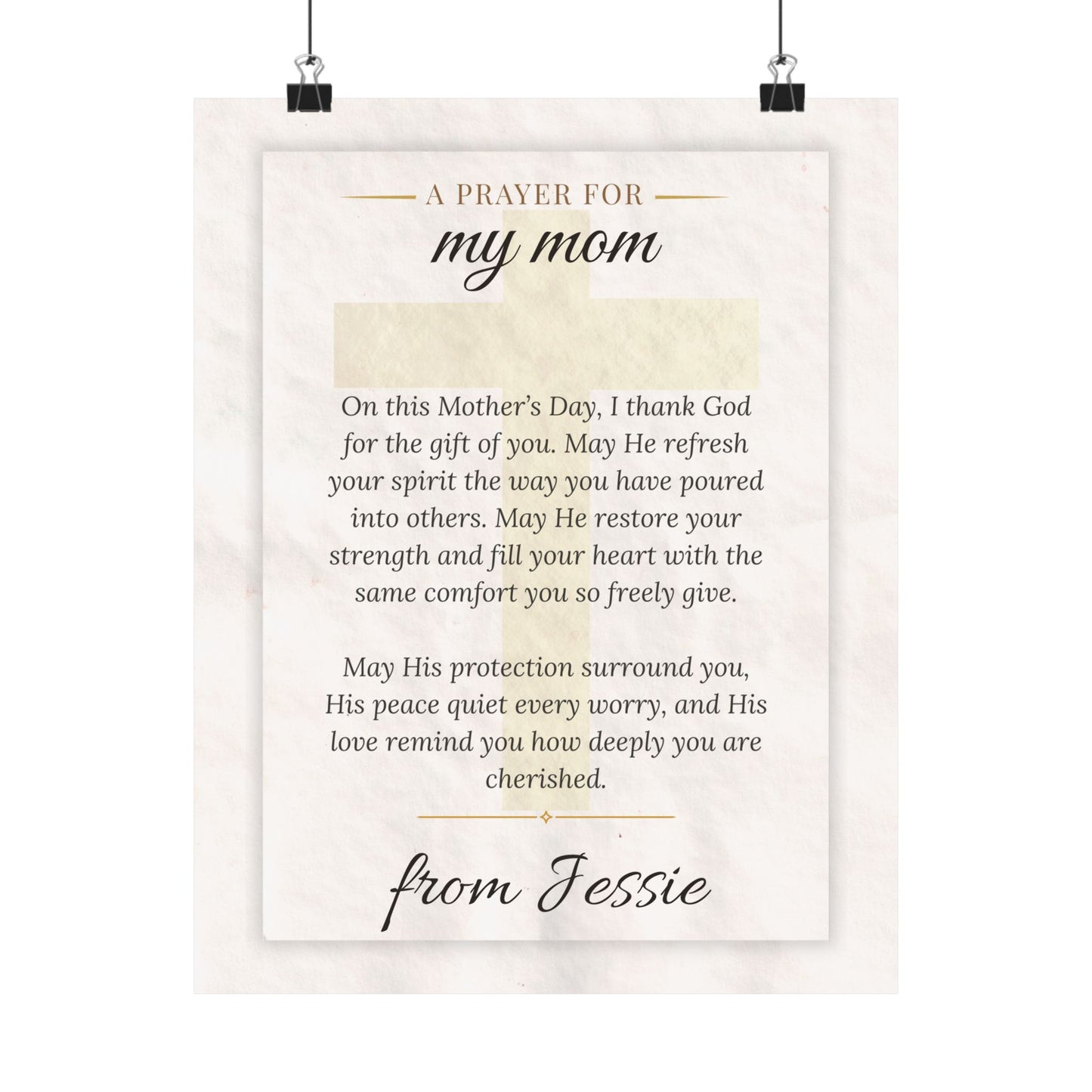 Personalized Mother's Day Prayer Wall Art Poster