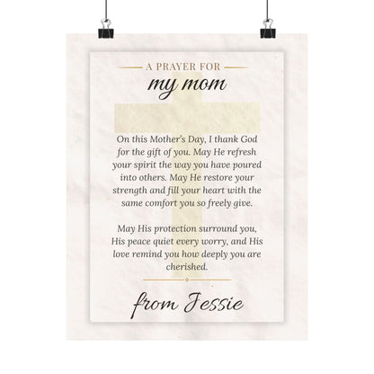Personalized Mother's Day Prayer Wall Art Poster