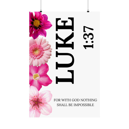 Luke 1:37 Floral Satin Wall Art
