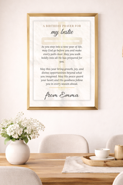 Personalized Birthday Prayer Wall Art Poster