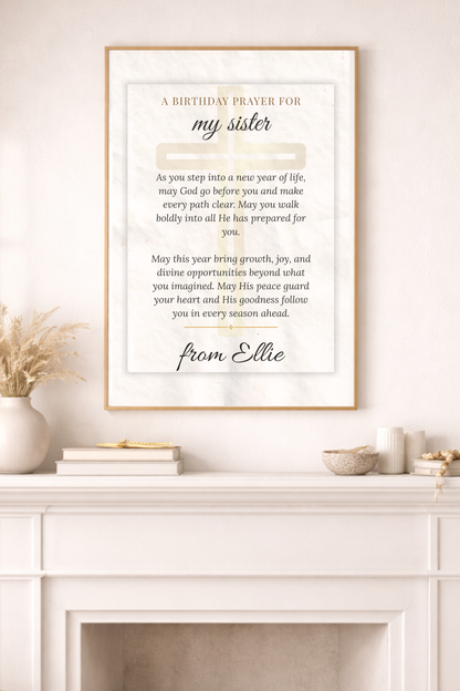 Personalized Birthday Prayer Wall Art Poster