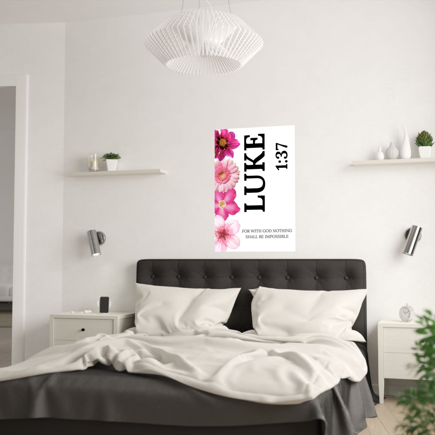 Luke 1:37 Floral Satin Wall Art