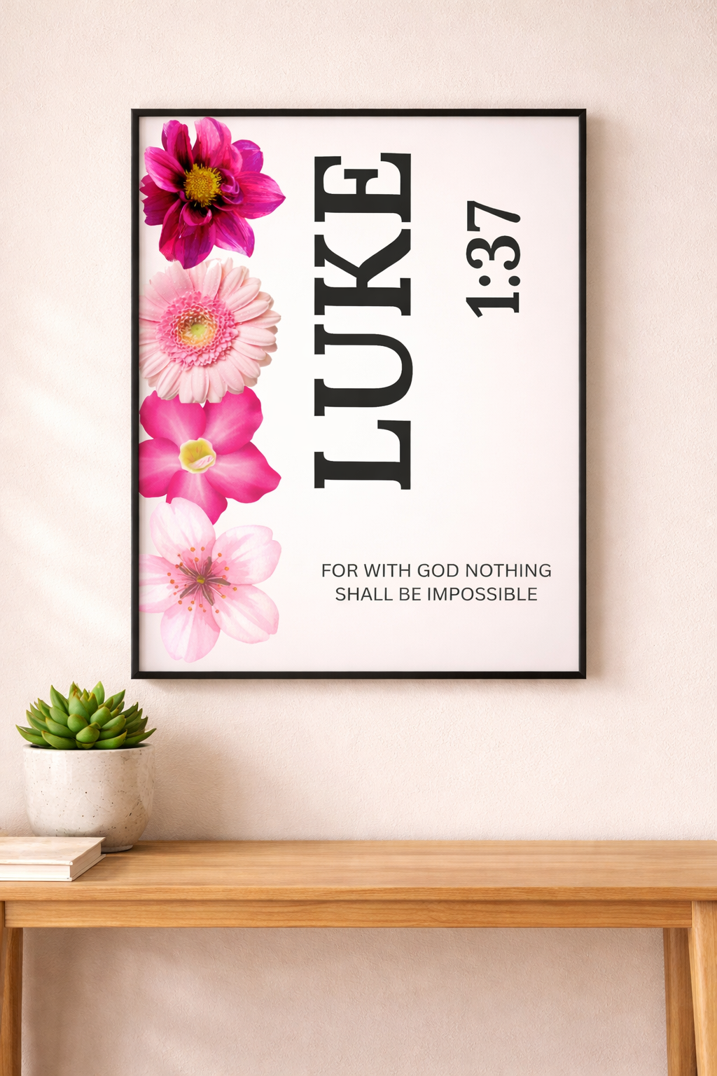 Luke 1:37 Floral Satin Wall Art