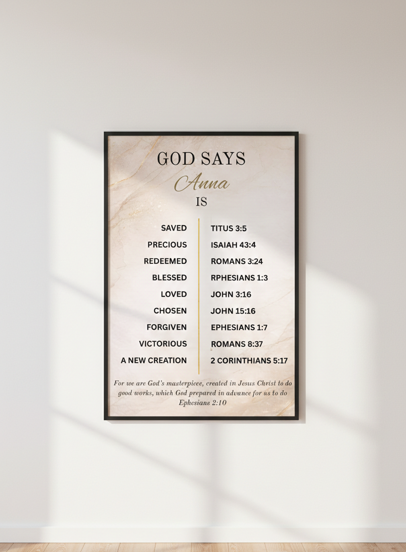 Personalized Scripture Affirmation Poster Wallart