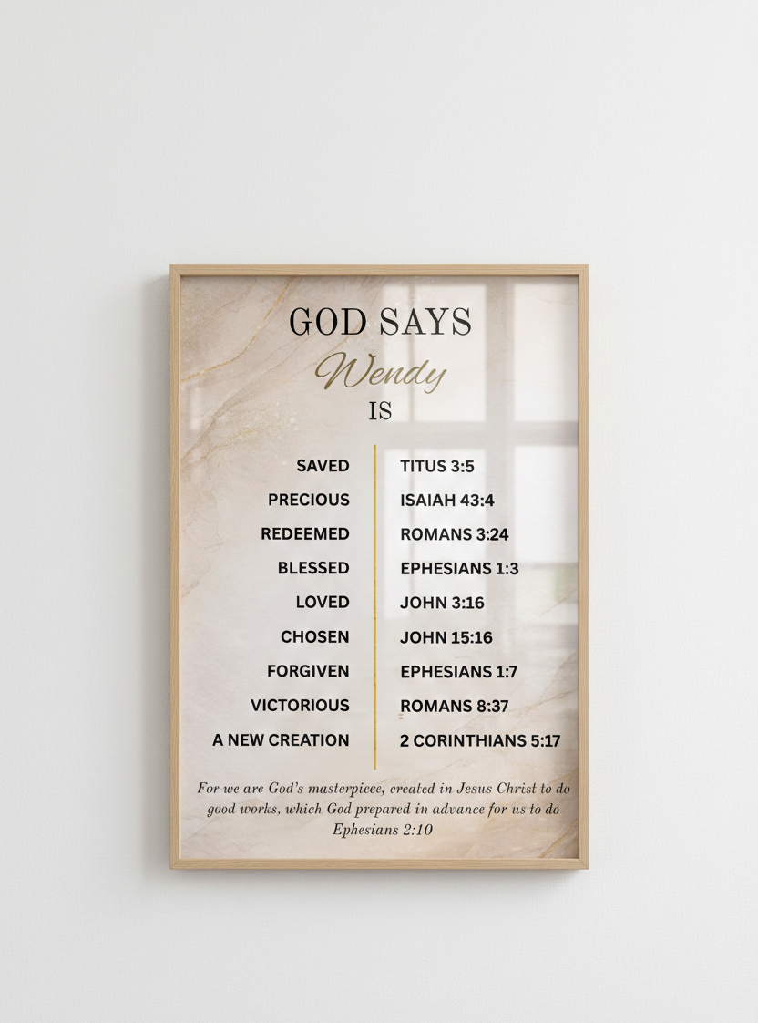 Personalized Scripture Affirmation Poster Wallart